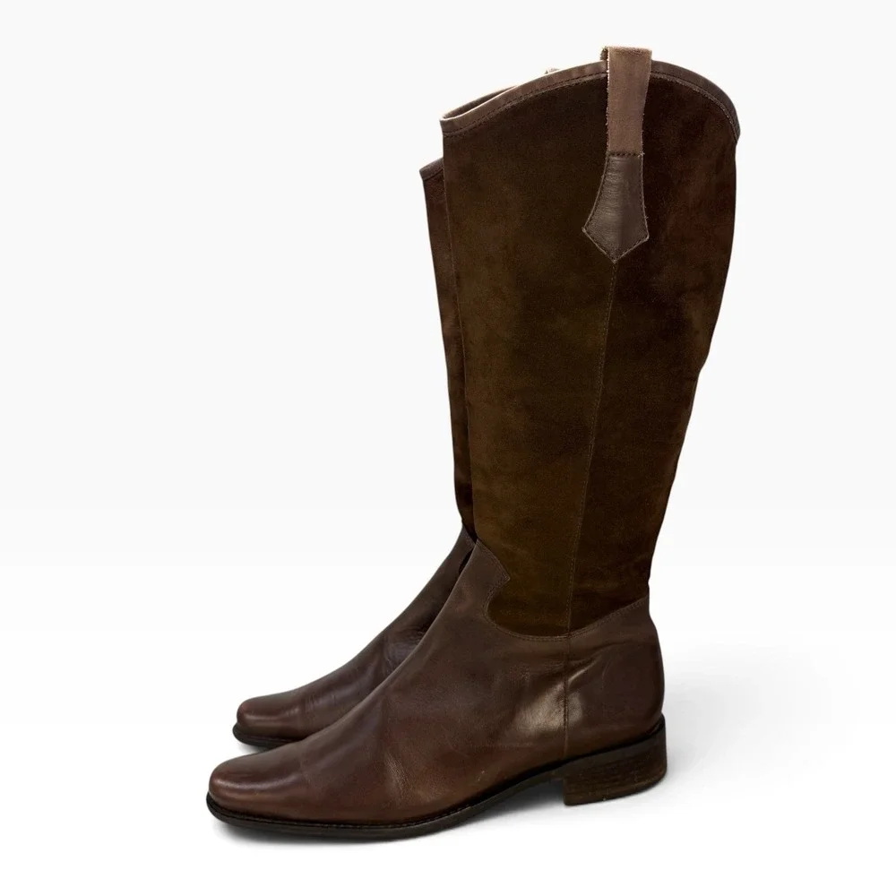Eddie Bauer Brown Tall Equestrian Style Leather Footbed Suede Shaft Boots 8M